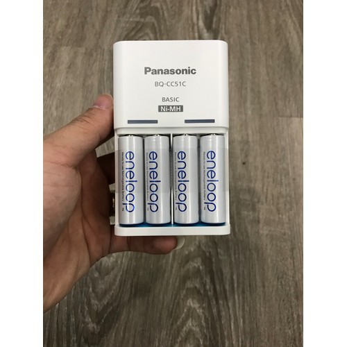 Combo Pin Eneloop 2000mAh + Sạc Parasonic BQ-CC51C tặng kèm 2 hộp nhựa đựng pin - Eneloop 2000