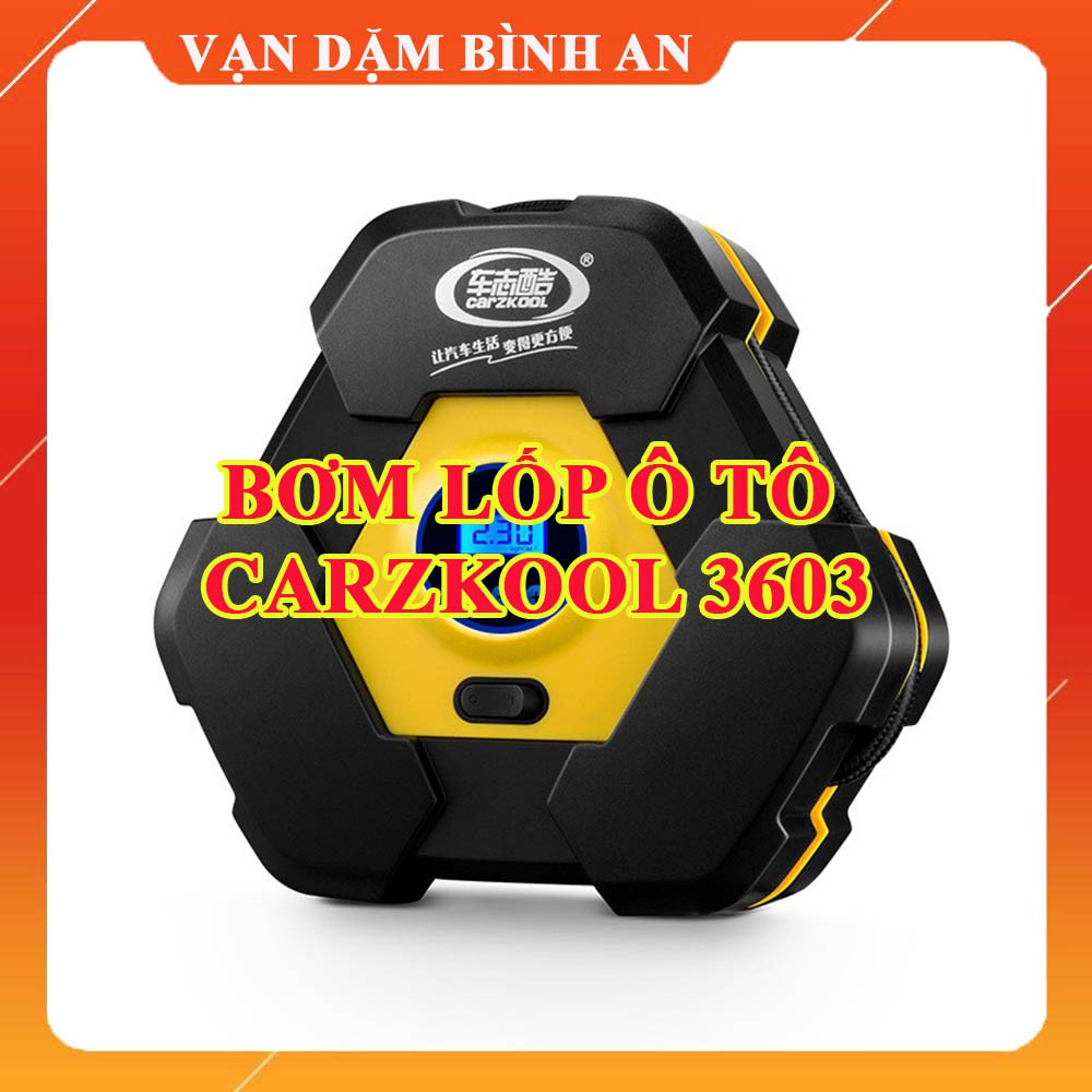 Bơm lốp ô tô, xe máy Carzkool CZK-3603-  Bơm cơ và bơm điện tử tự ngắt {BH 12 tháng} - Vạn Dặm Bình An