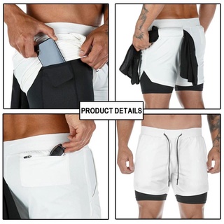 Men's two-in-one double-layer quick-drying running shorts