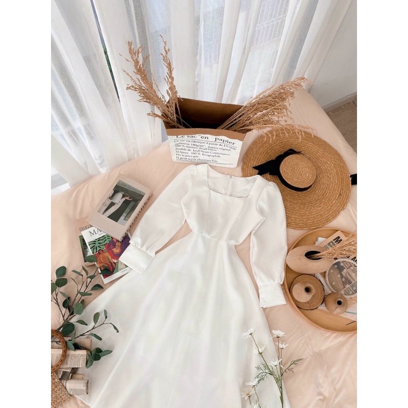 Váy đầm maxi trắng Vintage chụp kỉ yếu dự tiệc chất cotton Nhật xịn V0081 style công chúa ALBERT DRESS