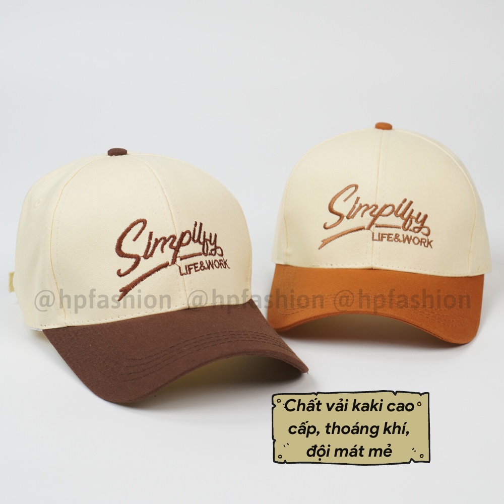 Mũ lưỡi trai ❤️ Nón kết phối màu thêu chữ Simpily chất kaki cao cấp form unisex nam nữ N87 - Happy Style