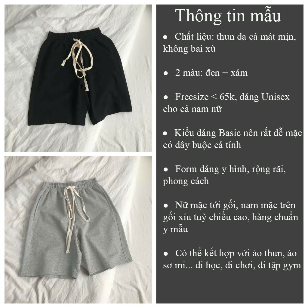 Quần đùi Unisex buộc dây BASIC quần short nam nữ cạp chun thể thao đi chơi chất thun mềm mát - VIETSTAR | BigBuy360 - bigbuy360.vn