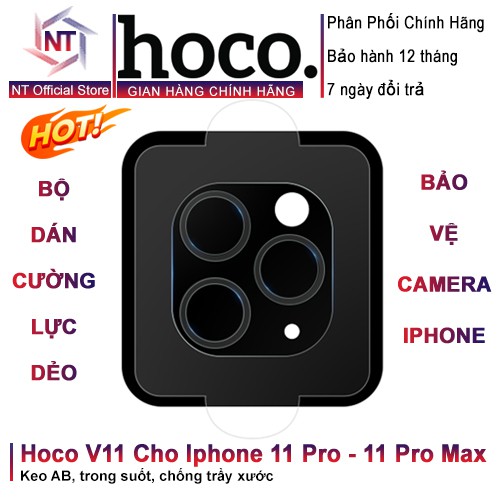 Bộ Dán Cường Lực Bảo Vệ Camera Iphone 11 Pro-11 Pro Max Hoco V11 Chính Hãng, Chống Trầy Xước Cao Cấp