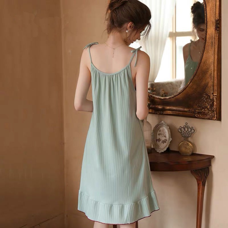 Đầm ngủ 2 dây vải thun mềm,Váy ngủ hai dây nữ áo đồ ngủ mặc nhà | BigBuy360 - bigbuy360.vn