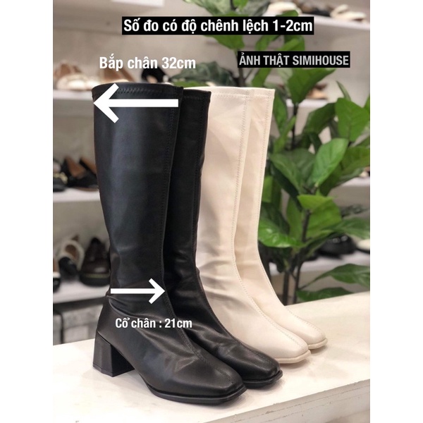 BOOT ĐÙI MŨI VUÔNG 270 / BOOT GỐI ĐEN KEM ẢNH THẬT