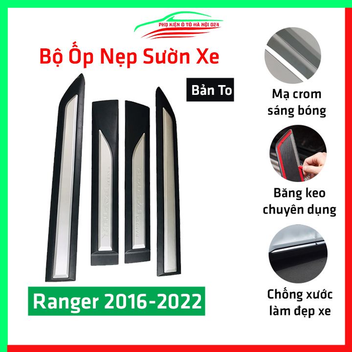 Bộ ốp nẹp sườn Ranger 2016-2022 bản to trang trí làm đẹp xe