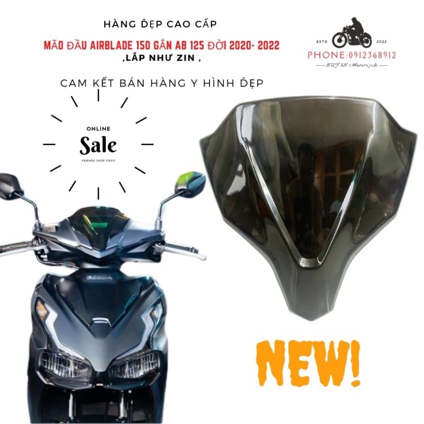 Mão Đầu Air Blade AB 125 150 2020 Đen Khói