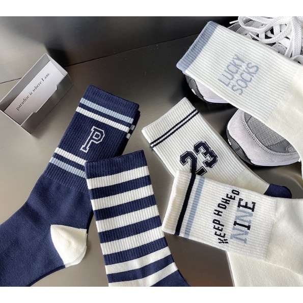 Vớ Tất cổ cao Unisex chữ P, số 23 phong cách thể thao, trẻ trung và năng động.