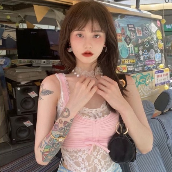 Set Áo Hai Dây Phối Ren + Quần Short Thiết Kế Mới Thời Trang Dành Cho