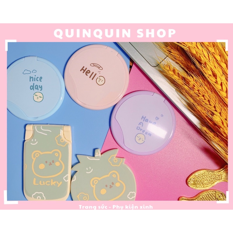 Gương lược gấp cầm tay mini bỏ túi hoạt hình dễ thương cute