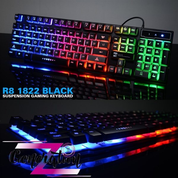 Bàn phím R8-1822 Giả Cơ đèn Led USB Chính hãng chuyên dùng cho game thủ siêu bền