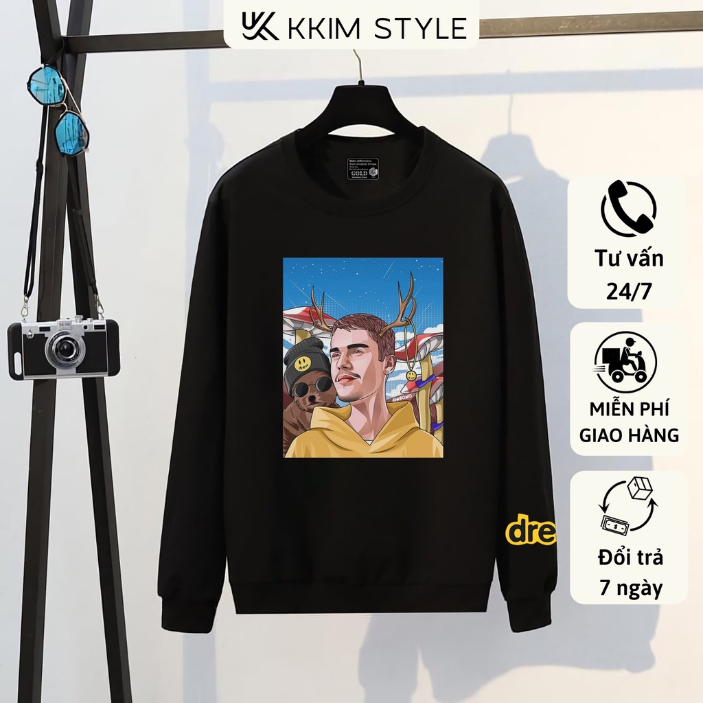 Áo nỉ Sweater Drew House Nam Nữ, Form RỘNG CHUẨN Xu Hướng, áo Tay dài nỉ bông Cao Cấp Unisex Nam Nữ. KKIM Style