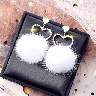 Bông tai tim cục bông dễ thương phong cách Hàn Quốc - B1168 + B1172