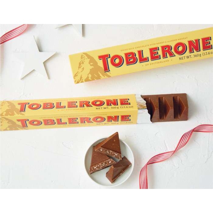 (2 vị) Chocolate Toblerone vị Mật ong & Hạnh nhân hộp 100gr