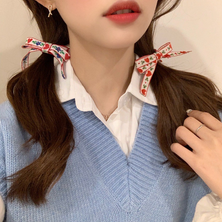 Dây thun buộc tóc nơ thêu họa tiết thổ cẩm, phụ kiện tóc CT009 - Filibra