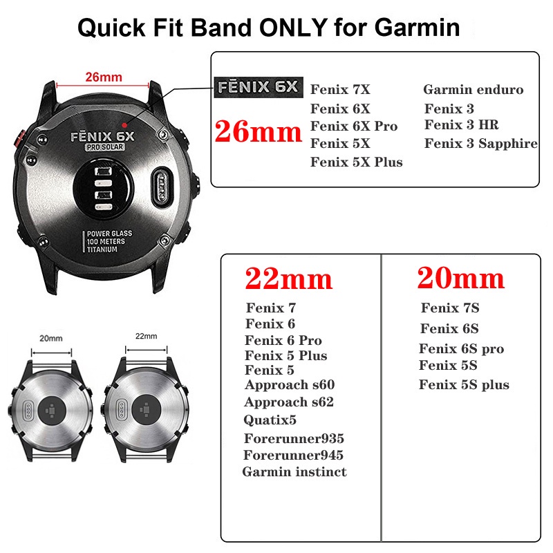 Dây Đeo Bằng Da Cho Đồng Hồ Garmin Fenix 7X 7 Garmin Fenix 6X Pro Tactix 7 Pro 22mm 26mm