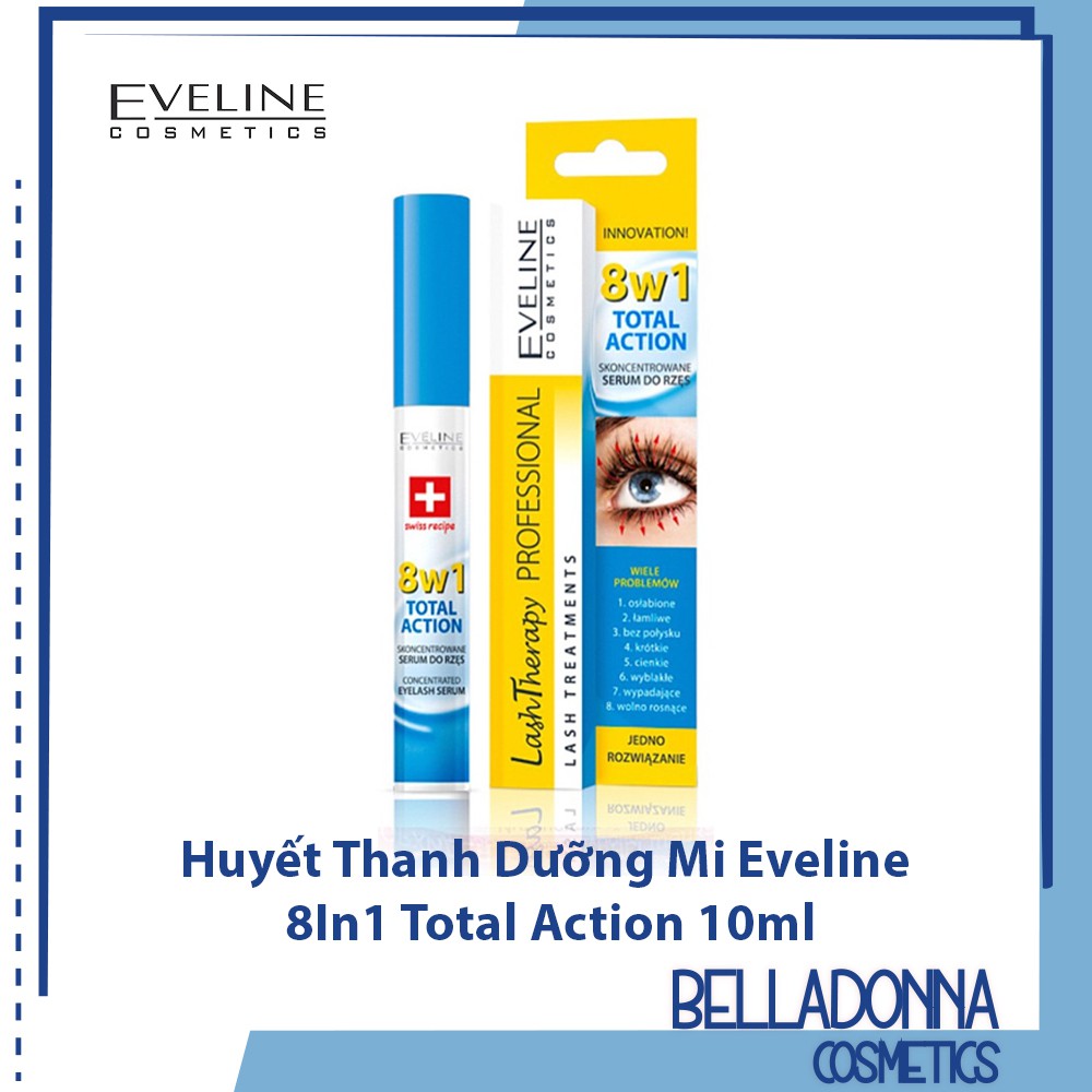 Huyết Thanh Dưỡng Mi Eveline 8In1 Total Action, Serum Dưỡng Mi Dài Khỏe 10ml