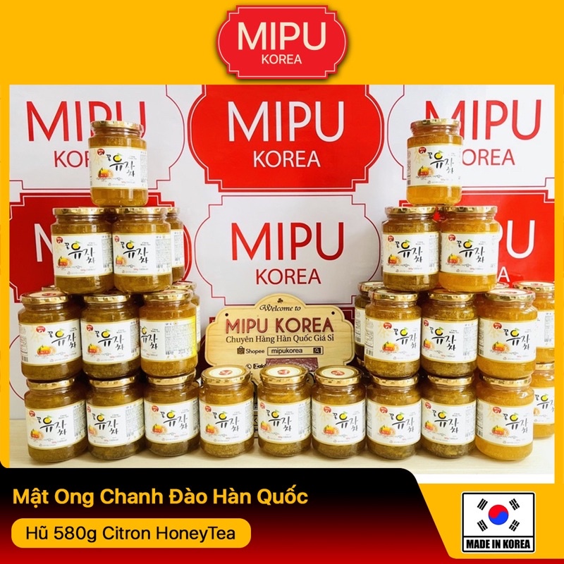 Mật Ong Chanh Đào Hàn Quốc Hũ 580g Citron HoneyTea