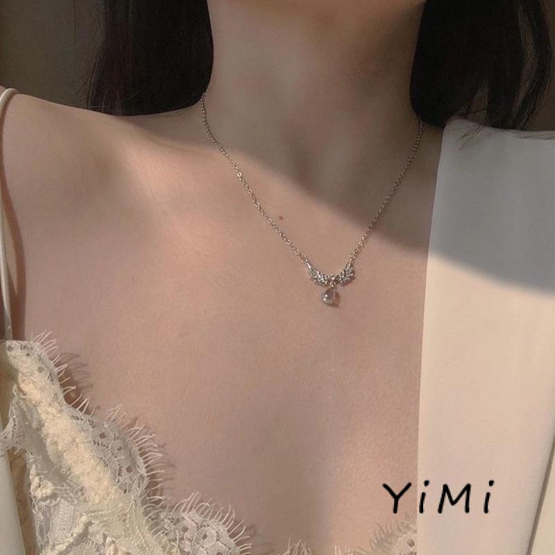 Vòng cổ Mặt Đôi Cánh Thiên Thần Đính Đá Pha Lê Thời Trang