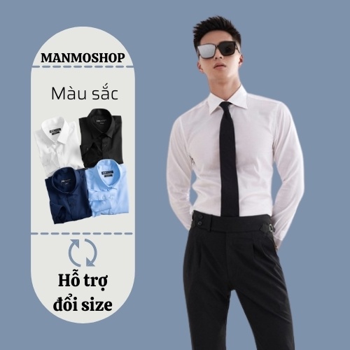 Áo sơ mi nam dài tay hàn quốc form ôm trẻ trung vải lụa hàn thấm hút mồ hôi vạt áo đuôi tôm slimfit - Hàng nhập khẩu