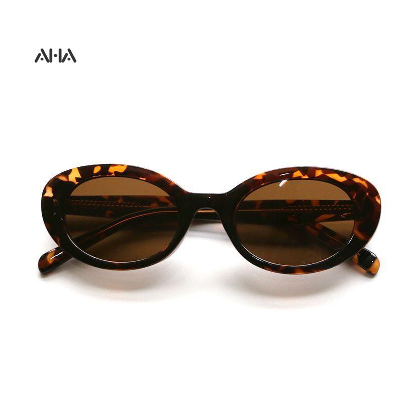 Kính mát AHA official gọng oval chống tia cực tím phong cách cổ điển đường phố Hàn Quốc Xiaohongshu Pr