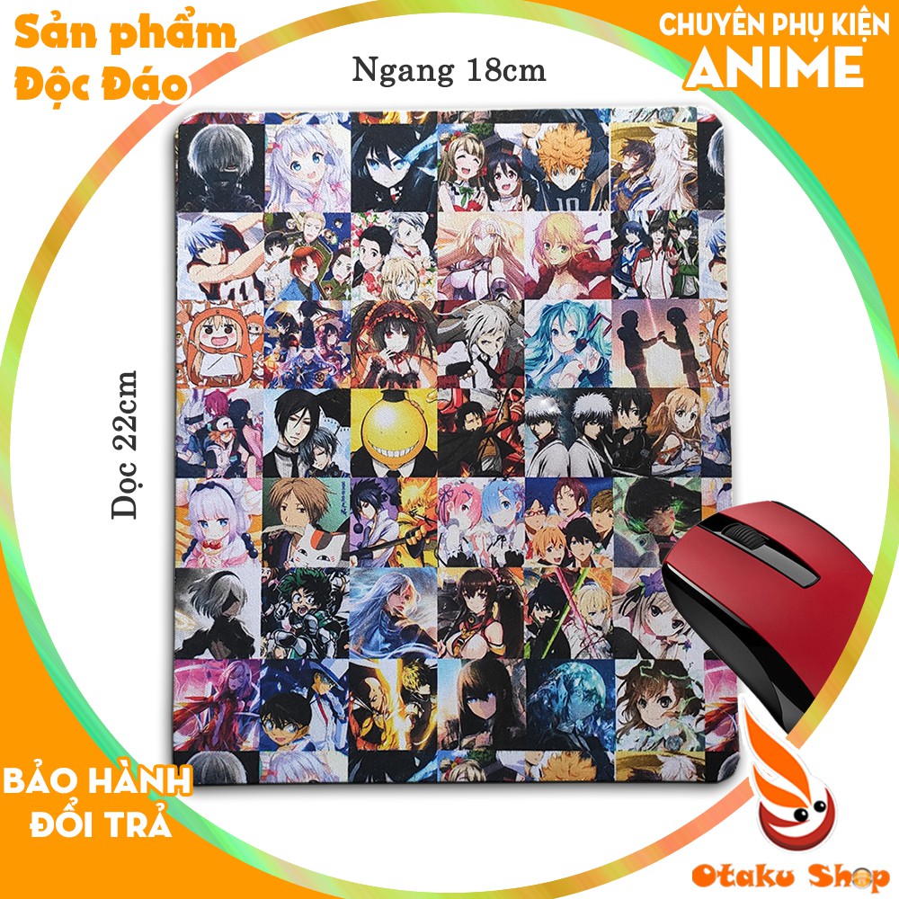 Lót chuột máy tính hình Anime kích cỡ bàn di chuột lớn 18x22cm chất liệu mouse pad cao su vải In ấn đầy đủ các nhân vật