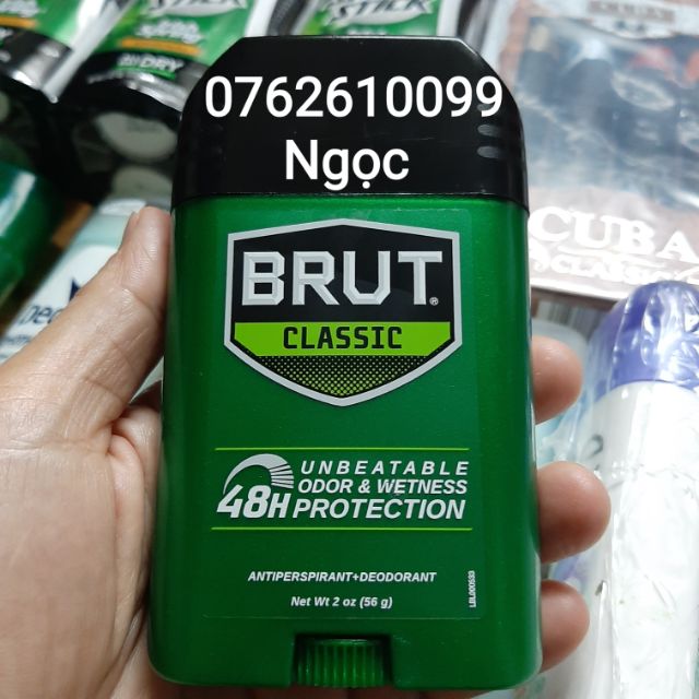 Lăn khử mùi BRUT ( 56g ) Classic Protection 48h sáp trắng ( 56g ) - Hàng Mỹ
