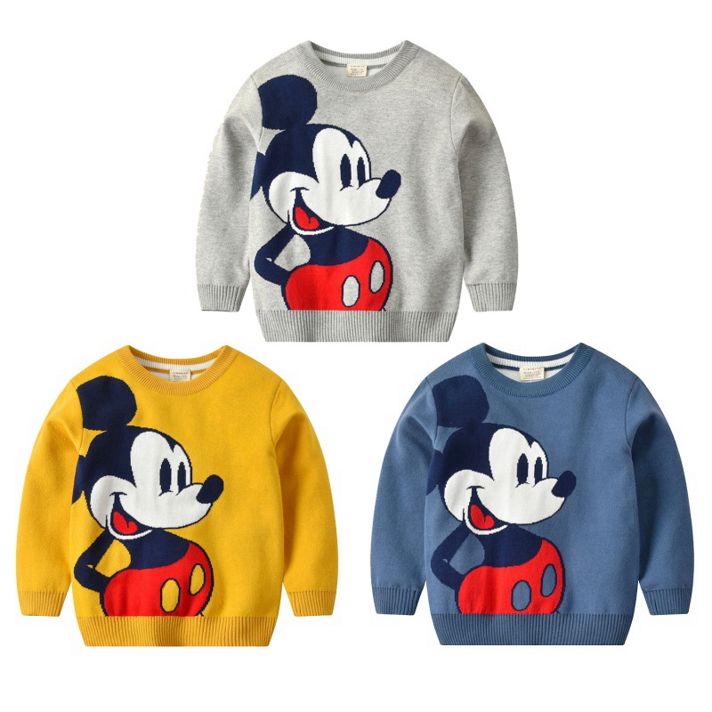 Áo Len Tay Dài Họa Tiết Chuột Mickey Đáng Yêu Cho Bé