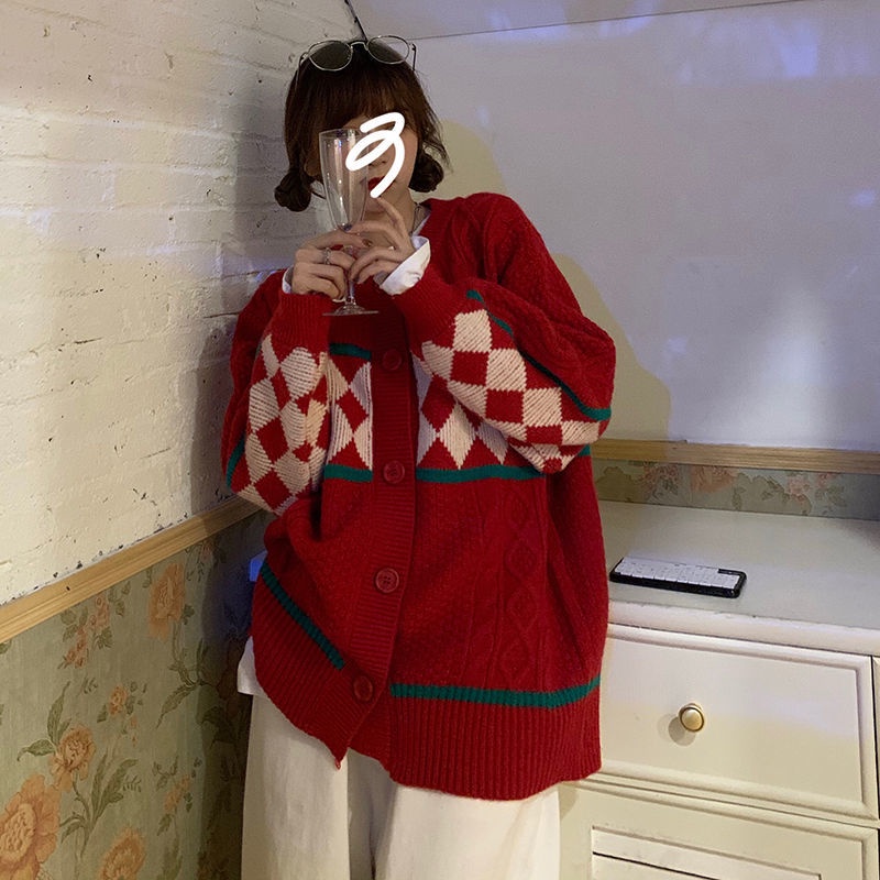 Áo khoác cardigan dệt kim tay dài dáng rộng phong cách Nhật Bản thiết kế thời trang thu đông mới