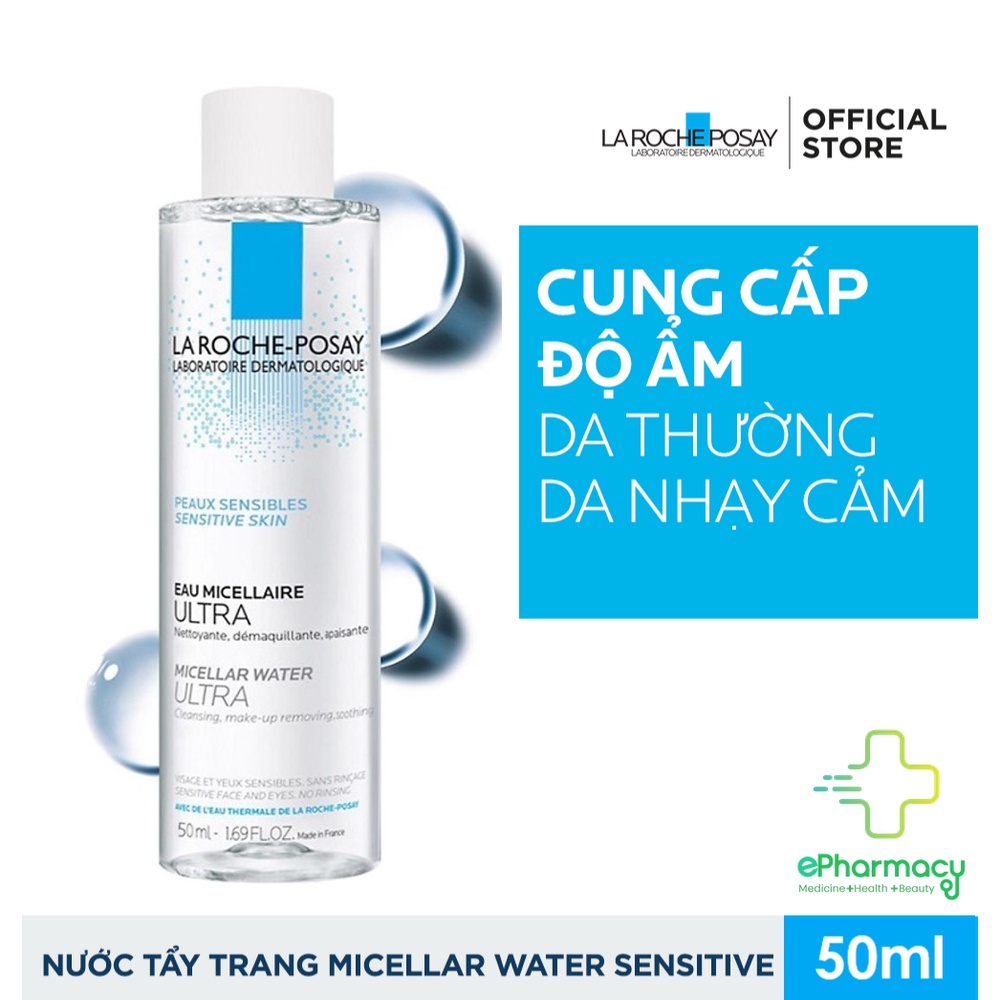 Nước Tẩy Trang La Roche Posay Micellar Water Ultra Sensitive Skin làm sạch sâu cho da nhạy cảm (50ml)