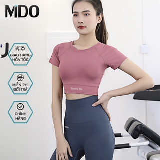 Áo tập gym nữ Mido A55, kiểu áo tập gym nữ dáng croptop, chất liệu siêu co giãn, thấm hút mồ hôi cực tốt