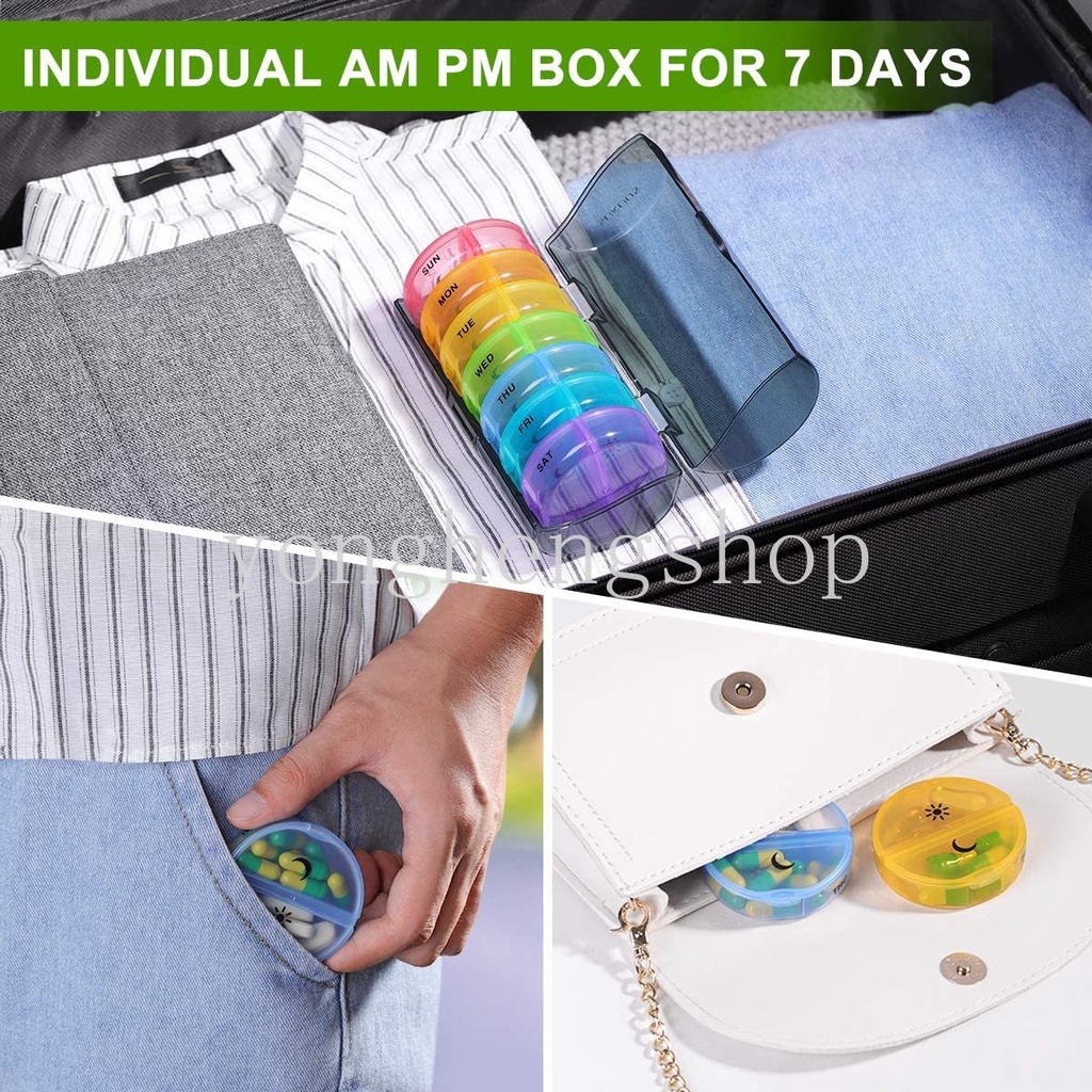 Hộp Đựng Thuốc 14 Ngăn Hình Tròn Sáng Tạo