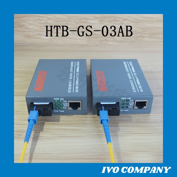 Thiết Bị Chuyển Đổi Quang Điện 1 Sợi Media Converter 1FO 1Q 1LAN 1Gbps Netlink HTB-GS-03AB