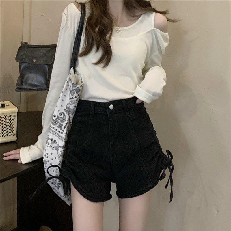 Quần short nữ chất kaki dày dặn 2 nút rút dây 2 bên sườn ul