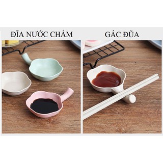 Đĩa đựng gia vị kiêm gác đũa chất liệu lúa mạch