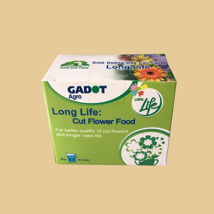 1 hộp Bột Pha Nước Cắm Hoa Tươi Lâu Long Life - Thuốc Dưỡng Hoa Không Héo, Lâu Tàn, Không Thối Nước