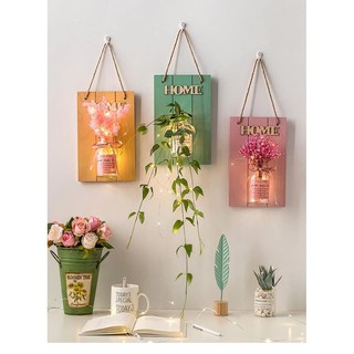 Lọ thủy tinh trồng cây thủy canh hoặc cắm hoa khô kèm bảng gỗ xinh xắn trang trí đẹp mắt