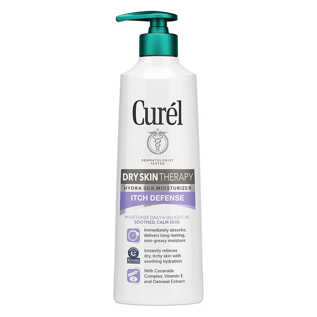 Dưỡng Thể Dưỡng Ẩm Giảm Ngứa Curel Curél Skincare Hydra Silk Itch Defense Moisturizer 355ml (Mỹ)