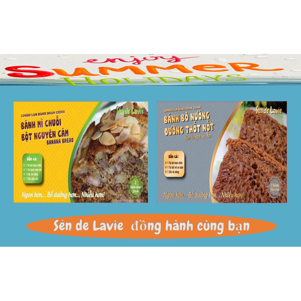 Bộ 2 combo làm Bánh mì chuối bột nguyên cám & Bánh bò nướng đường thốt nốt - Sén de Lavie