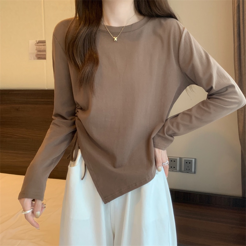 IELGY  Áo Thun Dài Tay Phối Dây Rút Thời Trang Dành Cho Nữ