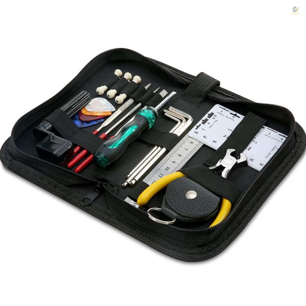 Bộ Dụng Cụ Làm Sạch Sửa Chữa Dây Đàn Guitar Kèm Thước Đo + Thước Đo + Cờ Lê Lục Giác + Bộ Giũa Cắt Dây + Cờ Lê Chuyên Dụng