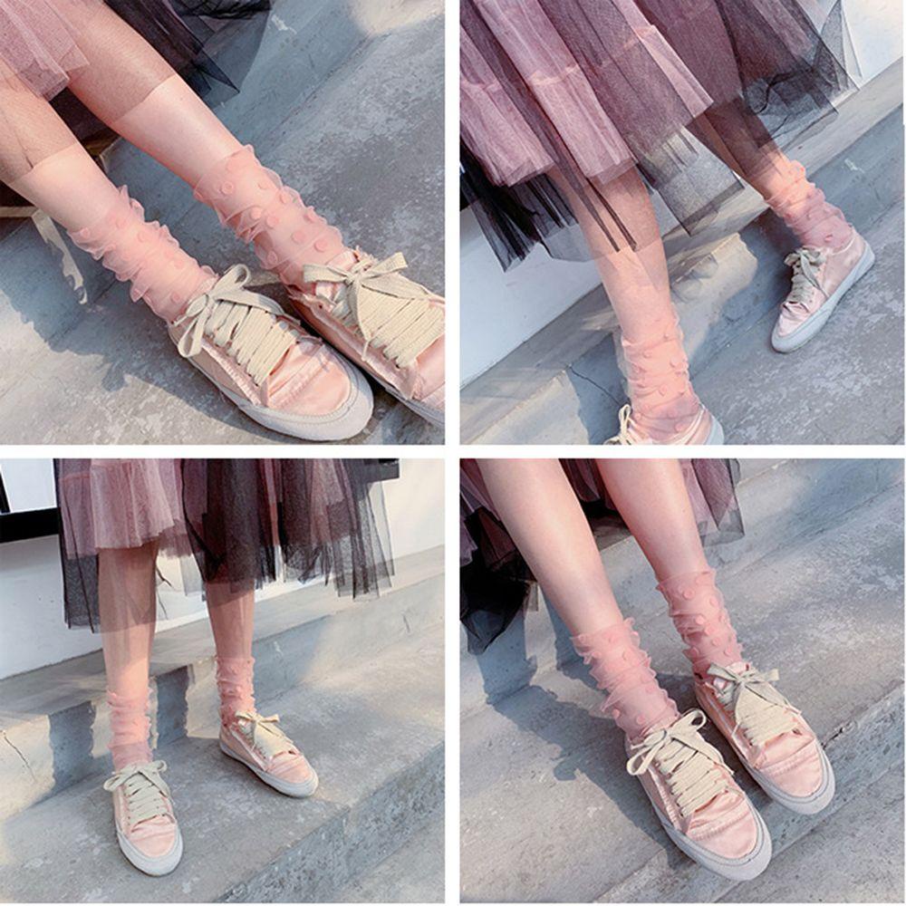 Tất Lưới Trong Suốt Hoạ Tiết Chấm Bi 1