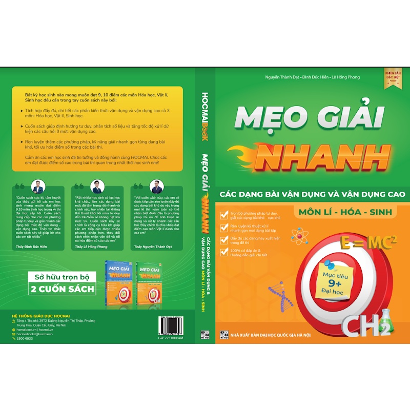 Sách - Combo Mẹo giải nhanh các dạng bài vận dụng và vận dụng cao môn Toán - Lí – Hóa – Sinh