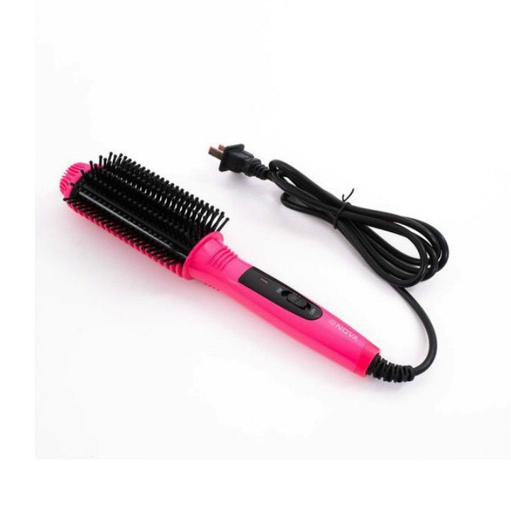 Lược điện nova 3in1 tạo kiểu uốn tóc, lược tròn gỡ rối chải tóc sấy phồng, uốn cúp, xoăn mini đa năng an toàn