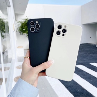 Ốp lưng Iphone 6 6s 7 8 Plus SE X Xs Max XR 11 11 12 13 Pro Max Viền vuông Mềm dẻo Màu trắng be đen Bảo vệ Cam chống sốc