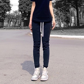 Quần Jogger Nỉ Basic Đen giành cho Nữ Lexuza 0108 [Dây rút đen]