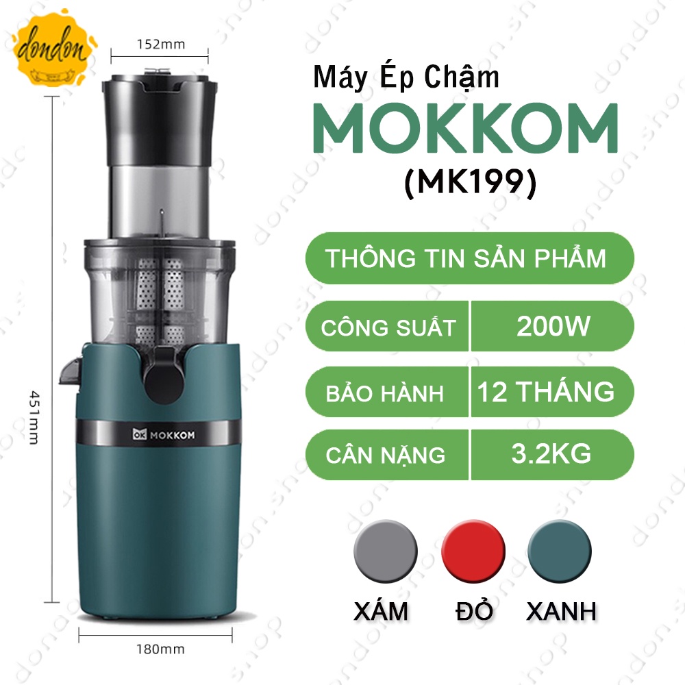 Máy Ép Trái Cây - Máy Ép Chậm Mokkom, Siêu Kiệt Bã BẢO HÀNH 12 THÁNG