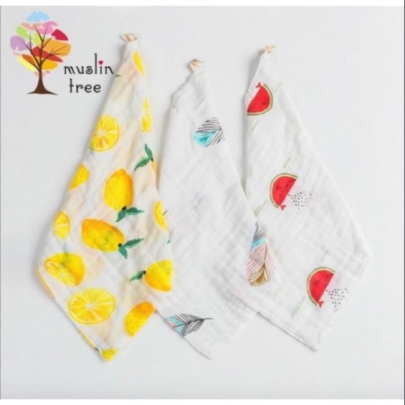 Set 3 Khăn Mặt Sợi Tre Muslin Mềm Mại