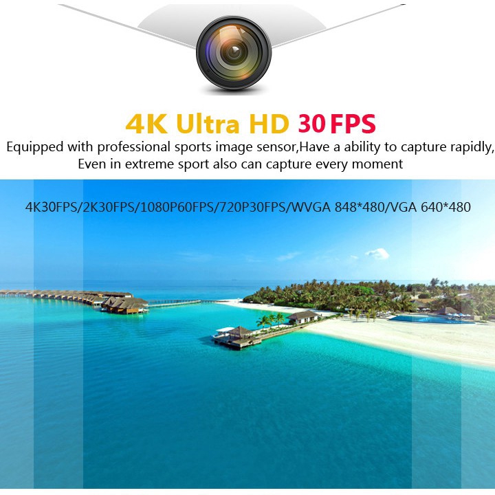 Máy quay hành trình mini chống nước với độ phân giải 4K Ultra HD 1080P / 60fps chất lượng cao
