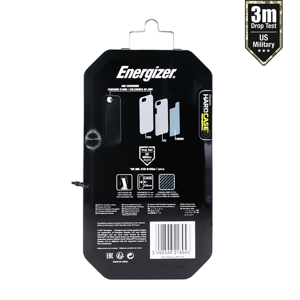 Ốp lưng Energizer carbon chống sốc 3m cho iPhone - ENCOUL3MIP